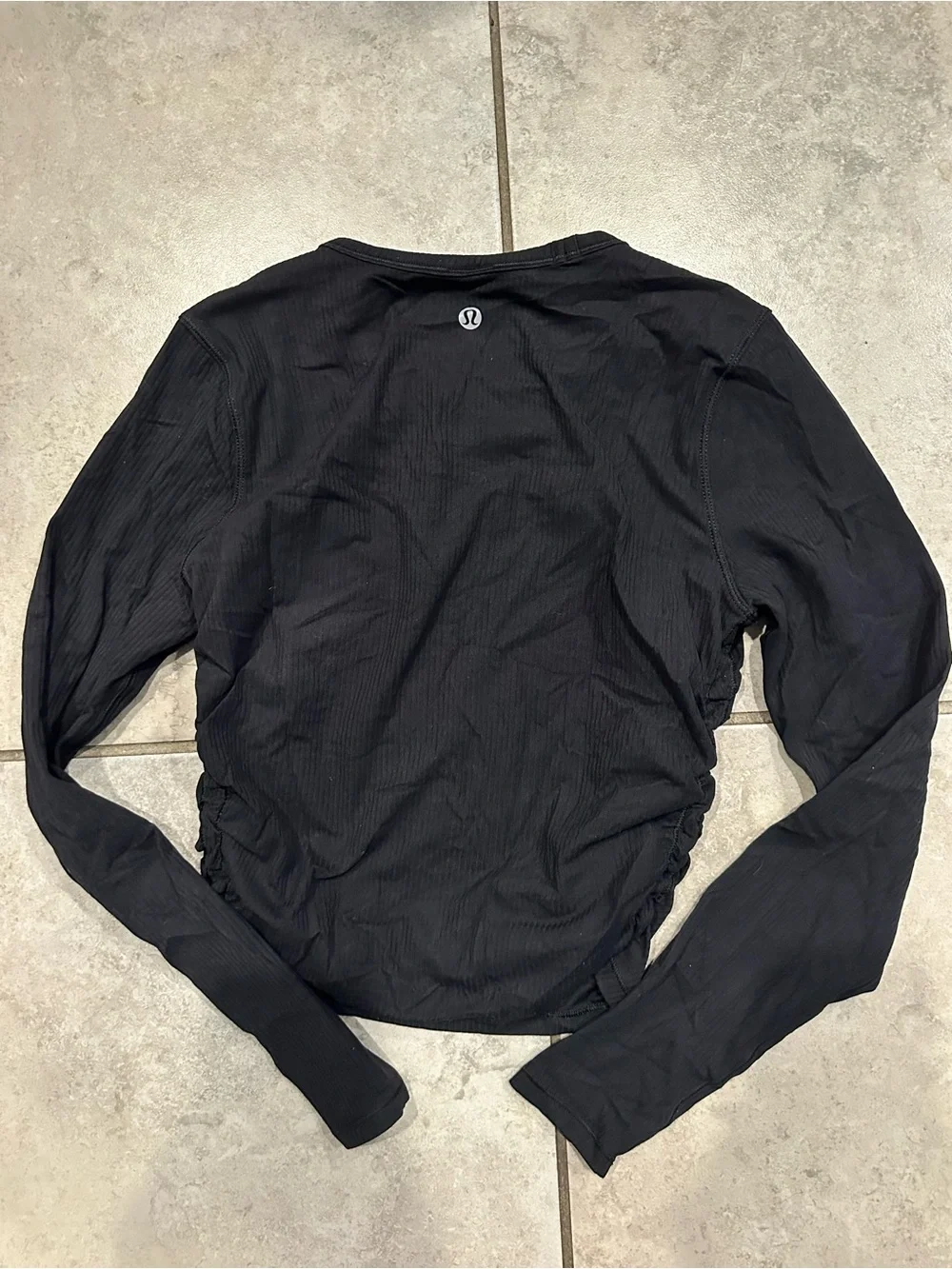 lululemon athletica Black Ribbed Long-Sleeve Crop Top
